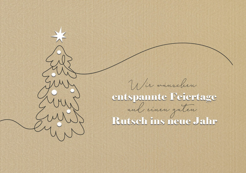 Weihnachtskarte: Zarter Linienbaum
