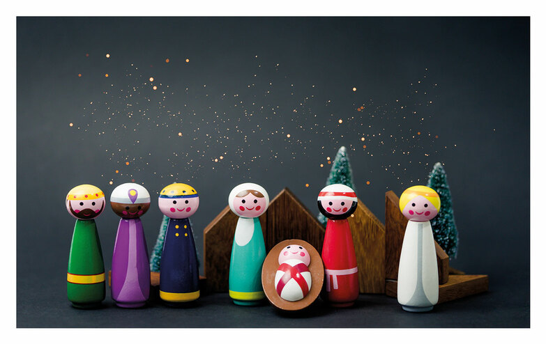 Weihnachtskarte: Krippenspiel
