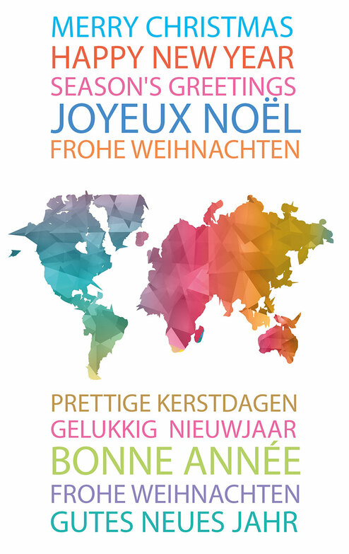 Weihnachtskarte: Bunt mit Grüßen
