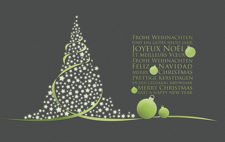 Weihnachtskarte: Sterne und Lametta