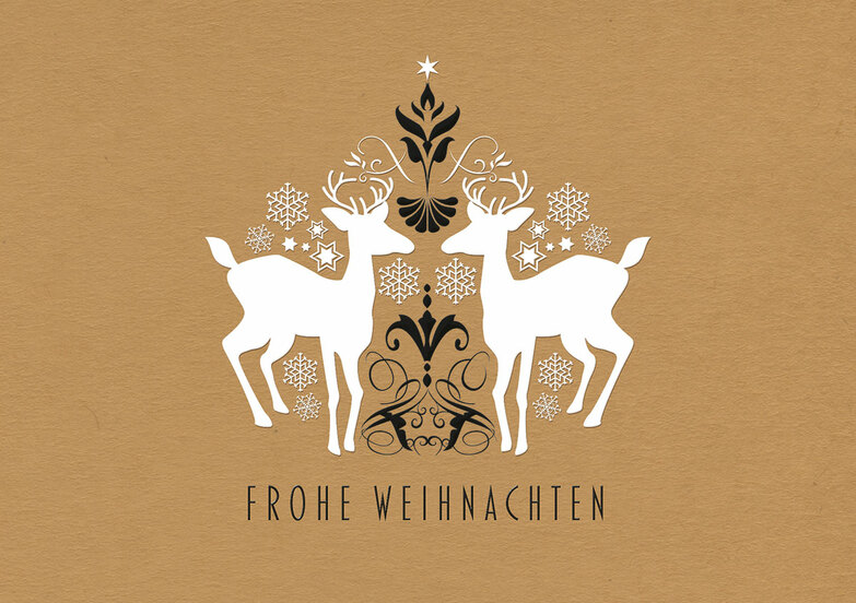 Weihnachtskarte: Zwei Rehe