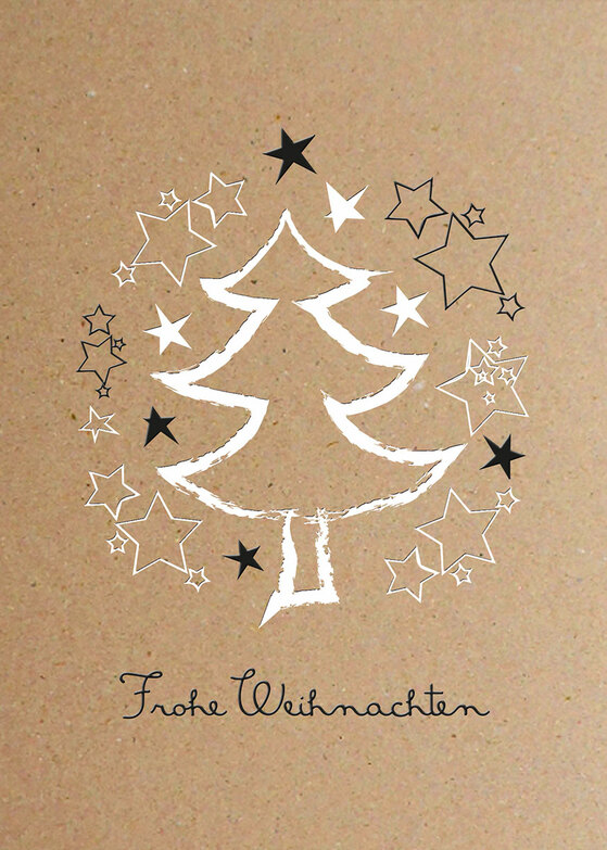 Weihnachtskarte: Tannenbaum mit Sternen